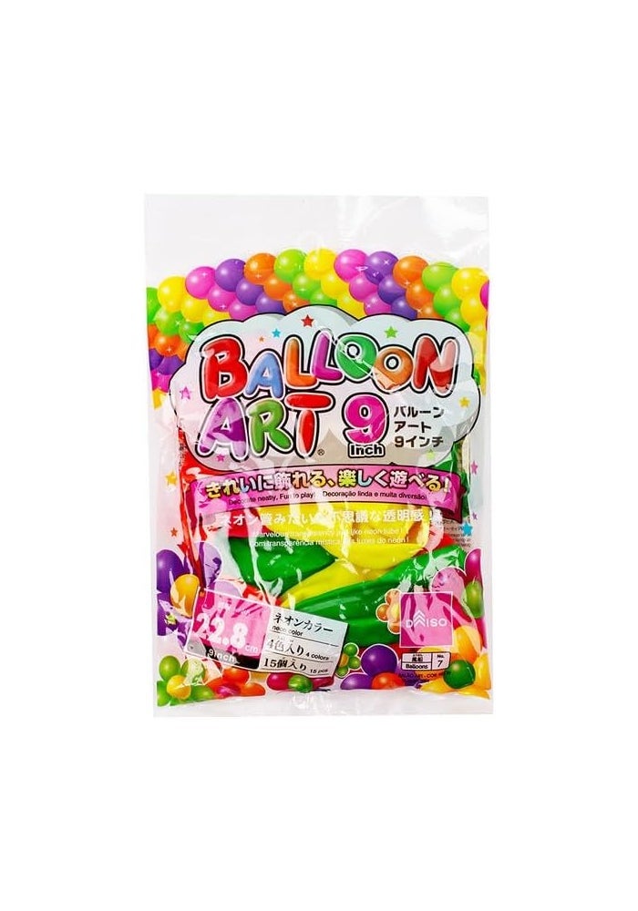 Daiso 15-Piece Balloon Art Set in Neon Colours - 9 Inch